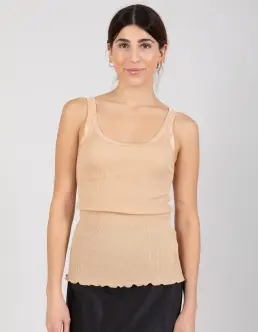 CC HEART POPPY SILK TOP - TAN - COSTER COPENHAGEN / CC HEART