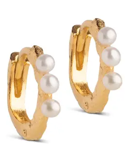 ENAMEL PAULA PEARL HOOPS 10 MM GULD - UDSALG