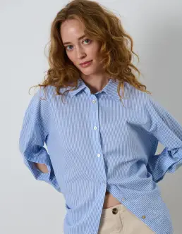 LA ROUGE MIA SKJORTE - LIGHT BLUE STRIPE - Bluser & Skjorter