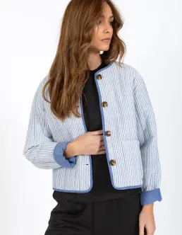CC HEART ALENA QUILTED JAKKE - BLUE STRIPE - MÆRKER
