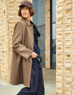 PART TWO KAMILLAS ULDFRAKKE - DARK WALNUT MELANGE - PART TWO