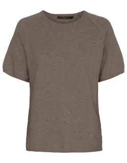 BUTTERFLY COPENHAGEN KORTÆRMET BLUSE - ASH BROWN MELANGE - MÆRKER