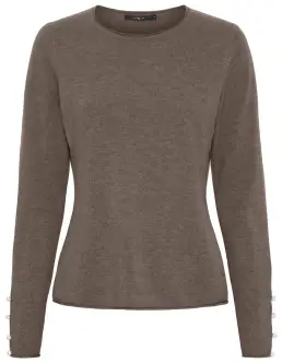 BUTTERFLY COPENHAGEN CASHMERE STRIK M. PERLER - ASH BROWN MELANGE - Nyheder