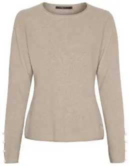 BUTTERFLY COPENHAGEN CASHMERE STRIK M. PERLER - CREAM MELANGE - Nyheder