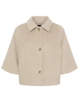 BUTTERFLY COPENHAGEN KORTÆRMET JAKKE - LIGHT OATMEAL - Nyheder