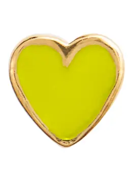 STINE A PETIT LOVE HEART NEON YELLOW ENAMEL ØRERING - GOLD - STINE A