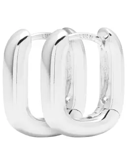 LULU COPENHAGEN CHUNKY SQUARE HOOPS - SØLV - Øreringe