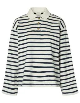 SELECTED WADA POLO BLUSE - DARK SAPPHIRE/SNOW WHITE - Bluser & Skjorter