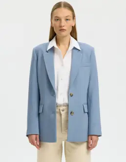 SELECTED RITA LS KLASSISK BLAZER - DUSTY BLUE - Blazere