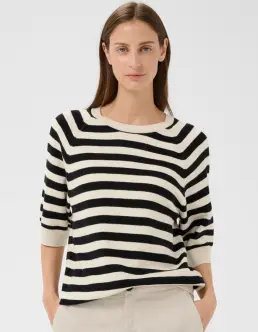 INWEAR MADIE PULLOVER - BLACK/WHISPER WHITE STRIPE - Strik