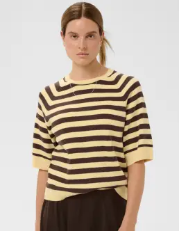 INWEAR MADIE PULLOVER - CHAMOMILE/COFFEE BEAN STRIPE - Strik