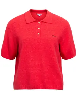 OBJECT DEBBIE STRIKKET POLO - POINSETTIA - Strik