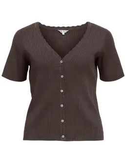 OBJECT KELLY V-NECK CARDIGAN - SEAL BROWN - Nyheder