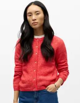 OBJECT AGATE L/S CARDIGAN - POINSETTIA - Strik