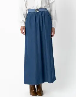 COSTER COPENHAGEN ELLIS DENIM NEDERDEL -DENIM BLUE - Nederdele