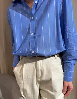 WITH BLACK NOA LS STRIBET SKJORTE - AALL DAY BLUE / STRIPE - Bluser & Skjorter