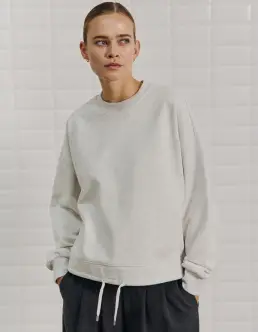 WITH BLACK PERLA LS PULLOVER - OATMEAL MELANGE - Sweatshirt