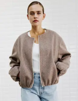 WITH BLACK KENNEDY BOMBER JAKKE - TAUPE MELANGE - Jakker & Frakker