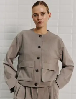 WITH BLACK AGNOLIA TAILORED JAKKE - ACORN MELANGE - Jakker & Frakker