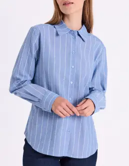 FREEQUENT SOLLY SKJORTE - VISTA BLUE W. STAR OFF-WHITE - FREEQUENT