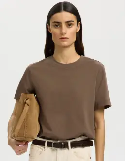 SELECTED ESSENTIAL SS BOXY T-SHIRT - CHOCOLATE CHIP - Toppe & T-shirts