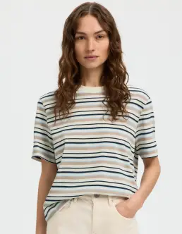 SELECTED ESSENTIAL SS STRIPED BOXY T-SHIRT - CASHMERE BLUE - Bluser & Skjorter