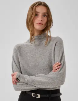 MY ESSENTIAL WARDROBE 12 THE KNIT HIGH NECK - LIGHT GREY MELANGE - GAVEIDÉER