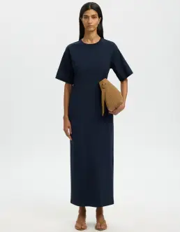 SELECTED ESSENTIAL SS POCKET KJOLE - DARK SAPPHIRE - 